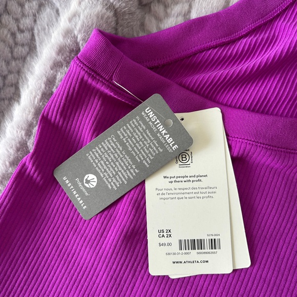 NWT Athleta Renew Seamless Racerback Ribbed Tank, Fuchsia, 2X - Picture 3 of 3